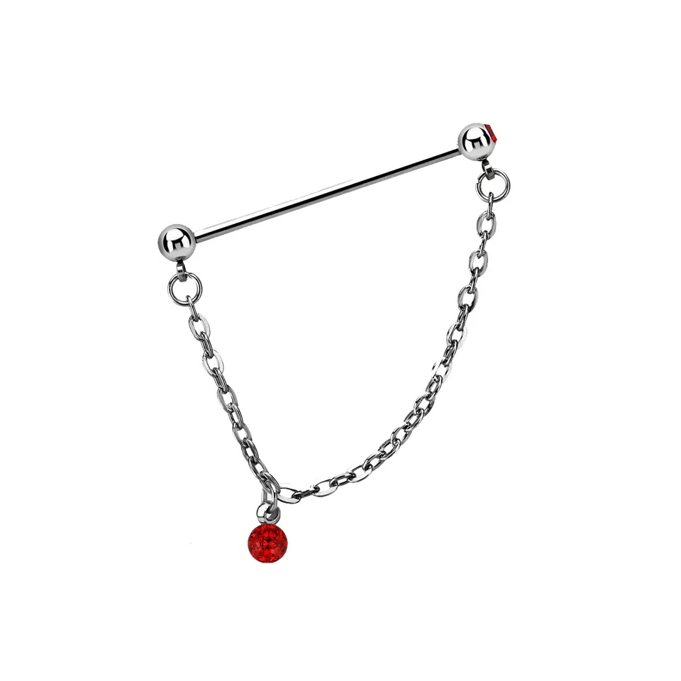 14G Ear Industrial Barbell Resin Dangling with chain and 5mm Press Fit Gems Ball - Image 2 of 4