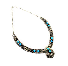 EUGENE BELONE Indianer Collier 925 Sterling Silber Türkis Navajo Native American