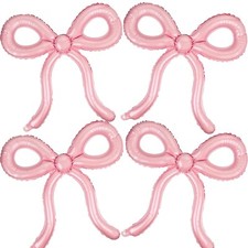 4 Pcs Pink Bow Balloons Bow Birthday Decorations for Girls Women Bow Theme Bi...