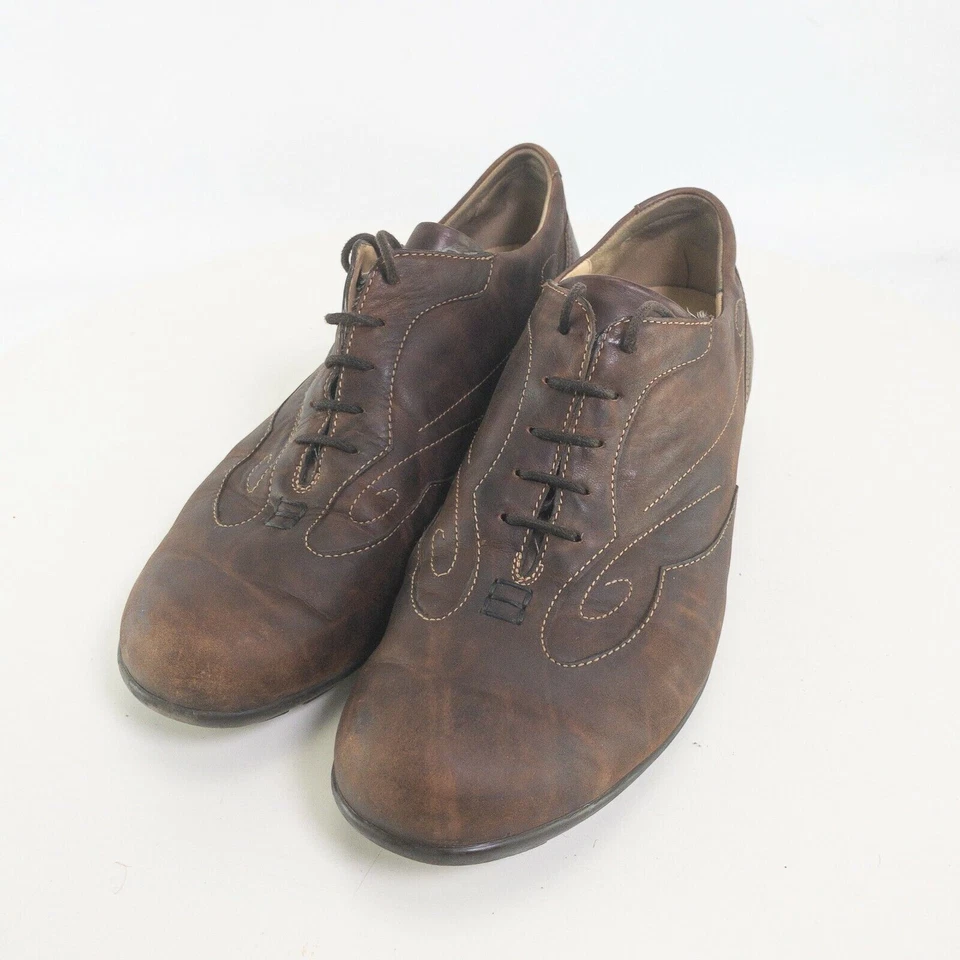 Zapatos Durea para mujer 5,5 marrón con cordones parte superior baja punta redonda Western Oxford Foto 2 de 4