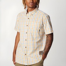 Columbia Mens Rapid Rivers Plaid Short Sleeve Button Down Shirt Raw Yellow Sz XL