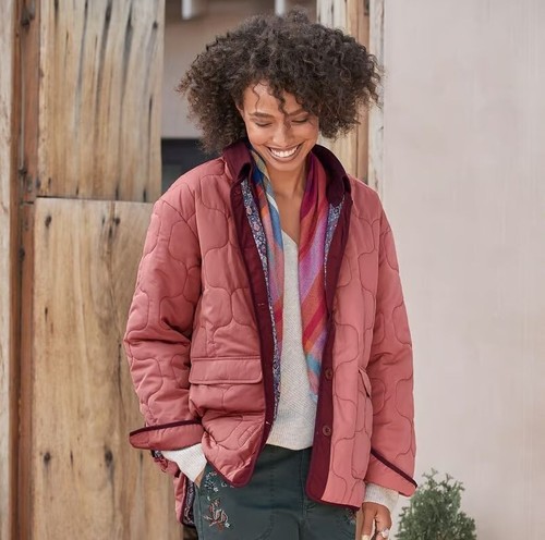 Sundance Womens Large Pink Georgina Quilted Jacket Removable Collar - Picture 2 of 13
