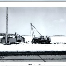 c1966 Caterpillar Crane Treads Pull Truck from Snow Real Photo Occupational H30