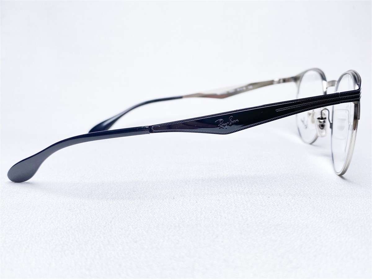 メガネ Ray-Ban RB6406-2861 l Frame Eyeglasses NEW Ray Ban RB6406 2861 Unisex Silver On Top Black Round