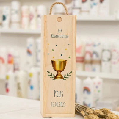 meinkerzenshop® Aufbewahrungsbox mit Designdruck PIUS - für Deine Kommunionkerze
