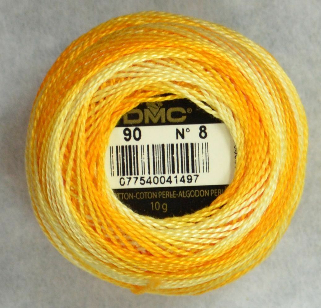 DMC Pearl Cotton Ball (10 gram) Size 8 Color #104 variegated yellow G