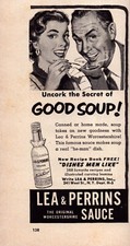 Lea Perrins Worcestershire Sauce Secret of Good Soup Vintage Print Ad 1953
