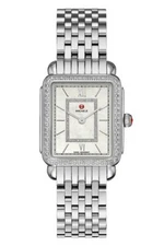 MICHELE Deco II Mother of Pearl 26mm Silver Stainless Steel Women's Wristwatch …