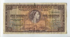 1957 Bermuda Government Five 5 Shillings Banknote WC152