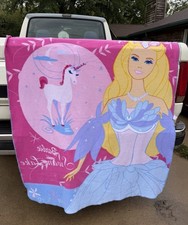 Rare Vintage 2003 Barbie of Swan Lake Odette Fleece Throw Blanket Rare Y2K Pink