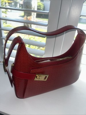 DEFECTIVE Salvatore Ferragamo Gancini Red Leather Shoulder Bag Near Mint G3D