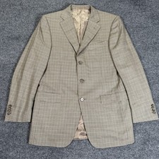 Ermenegildo Zegna Beige Houndstooth Wool Blazer Sport Coat Mens Size 48R