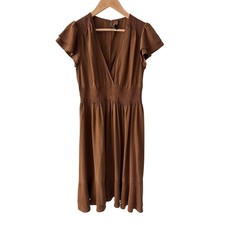 Frye Since Brown Silky Prairie Dress Size 6 Cottagecore Milkmaid Boho Western