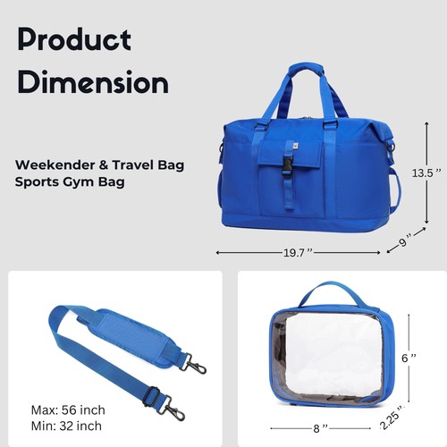 Seesack mit Allzwecktasche, 40L Weekender Overnight Bag mit Schuhfach... - Bild 7 von 9