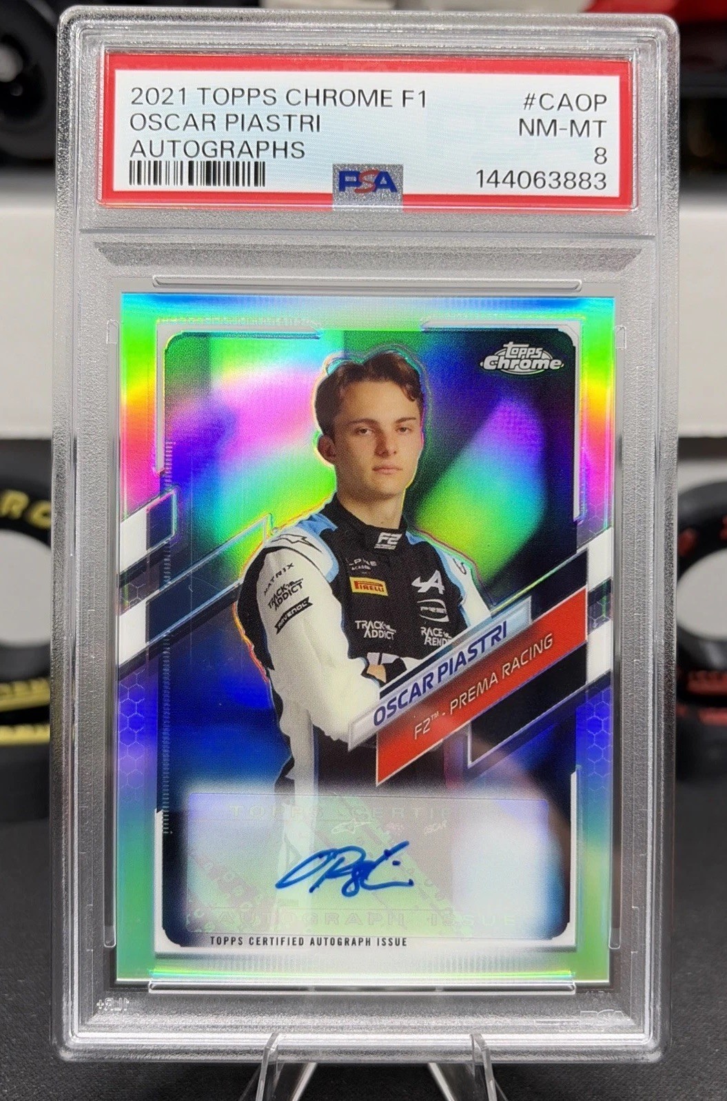 2021 Topps Chrome F1 F2 Oscar Piastri Refractor 1st Auto 144/400 PSA 8 #CA-OP RC