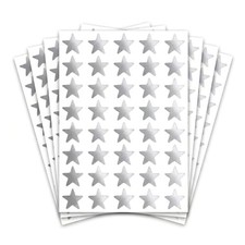 Silver Foil Star Metallic Stickers - 0.6" Diameter - 1000 Pack - Silver