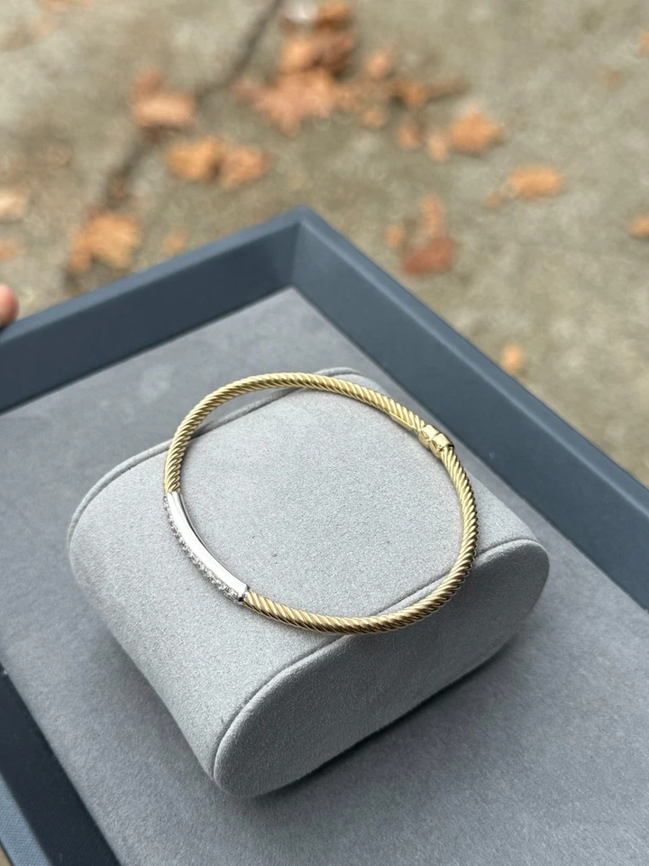 0.50 ctw NATURAL Diamond Flexible Bangle Cuff Bracelet 14k Gold 7'' Inch - $9400 - Image 3 of 4