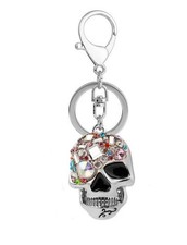 Skull Keychains for Women,Inlaid Multicolor Rhinestone Skull Key Silver Skull