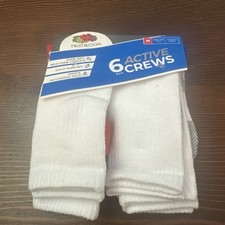 Fruit of The Loom BOYS Active Crews Socks - Pack Of Six - Sz MED Shoe Sz 9-2 1/2
