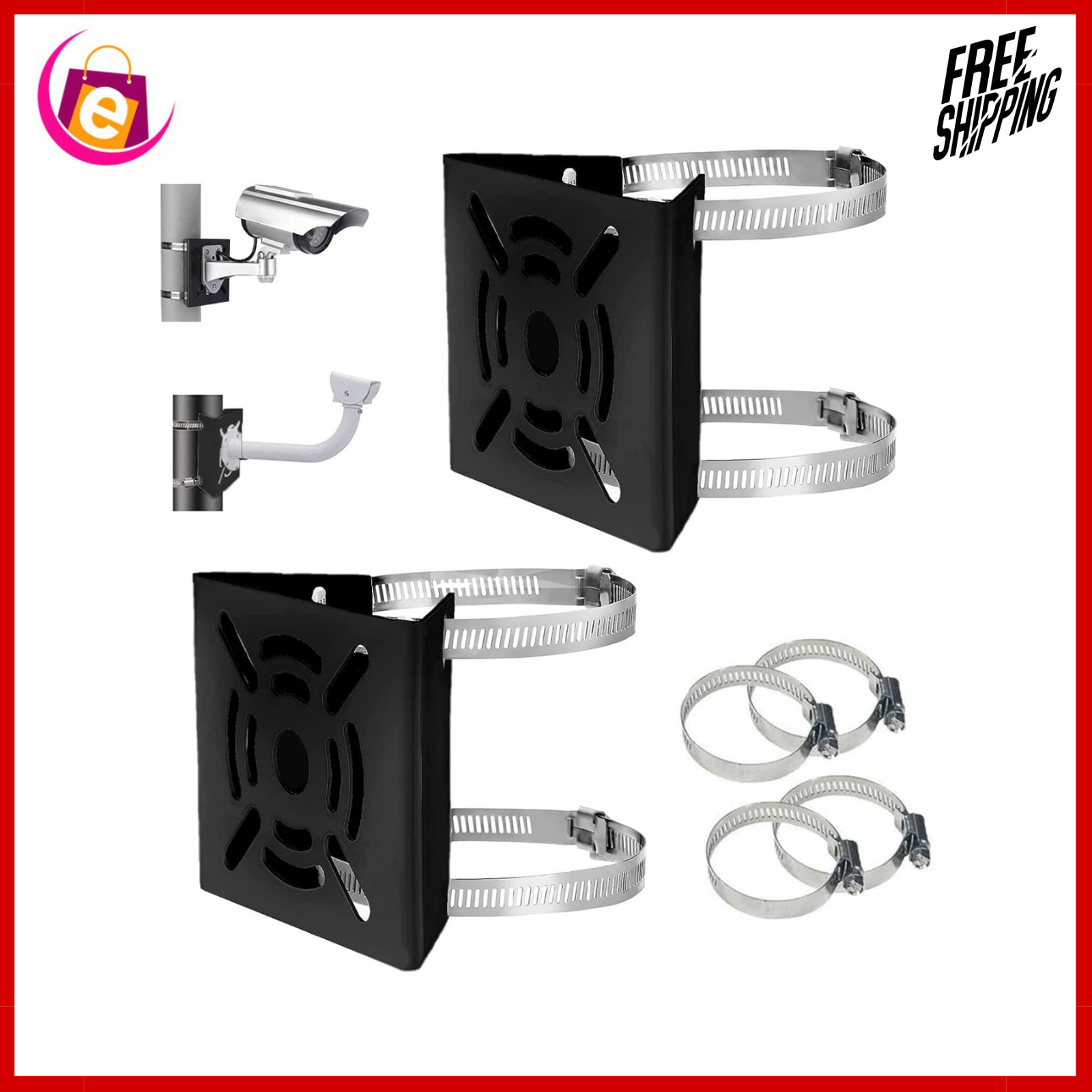 Universal Vertical Pole Mount Adapter Bracket for CCTV Secur