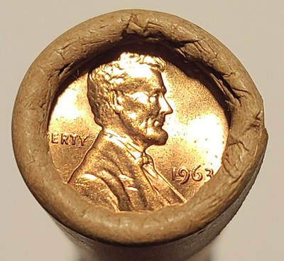 #ad 1963 P Lincoln Memorial Cent Roll BU Sealed Old Wrap Roll 50 cents $14.95
