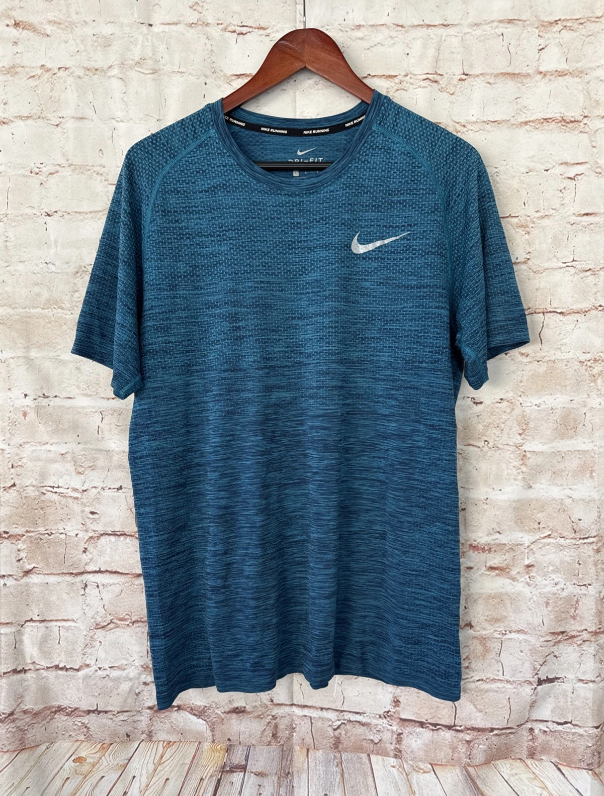 Nike Running Dri Fit Short Sleeve Seamless Knit Tee 833562-432 - Blue - Large