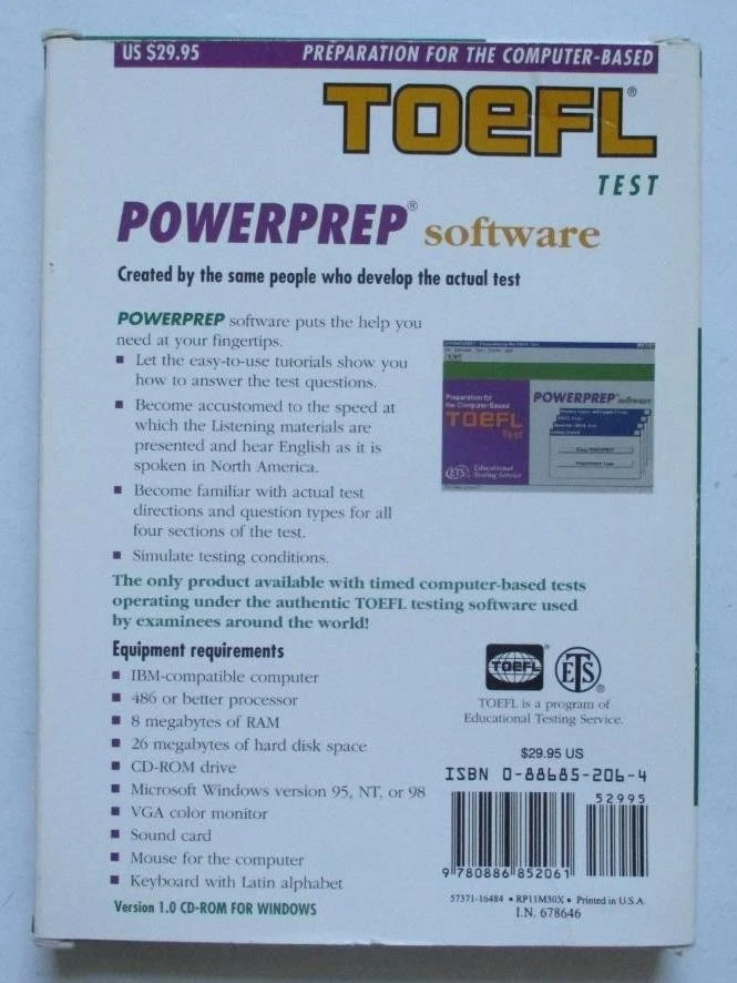 Powerprep Software; Preparation for the Computer Based Toefl Test (2000 CD V. 1) - Image 2 of 4