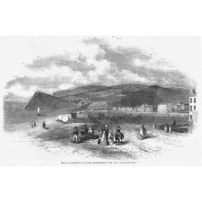 TEIGNMOUTH View on 'The Den' - Beach Scene - Antique Print 1851