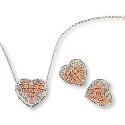 Colleen Lopez Sterlingsilber 1/5 kt Champagner Diamant Pavé Herz Schmuck Set,