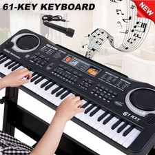 Black 61 Key Kids Music Electronic Keyboard Electric Digital Piano Organ w/Mic