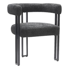 Pemberly Row Contemporary Boucle Fabric Dining Chair Set of 2 Charcoal Black