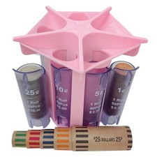 Coin Roller Coin Counter Tube Coin Sorter with Coin Wrappers, Change Sorter C...