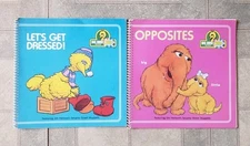Vintage 1989 Sesame Street Big Bird Books - Let's Get Dressed & Opposites