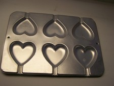 Molde de aluminio para pastel de caramelo de piruleta de galletas de corazón 1995 Wilton #2105-8104