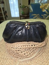 Vintage Purse Judith Leiber Womens Handbag Clutch Floral Gem Stone Black