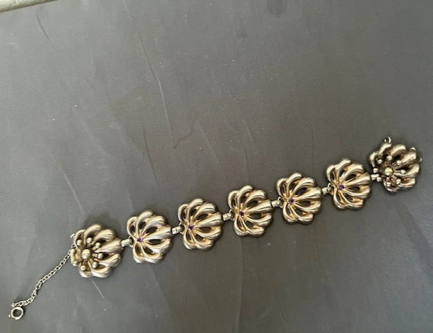 Bracelet,Vintage, Designer, Napier, Sterling silver w/Amethyst Gems, 7.125", USA - Image 3 of 4