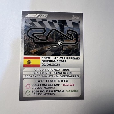 Grand Premio De Espana Turbo Attax F1 2025 Rundenzeit Datenkarte # 134. Neu