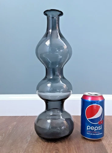 BLENKO Art Glass # 5427 S Charcoal "GURGLE" Decanter Bottle WAYNE HUSTED MCM