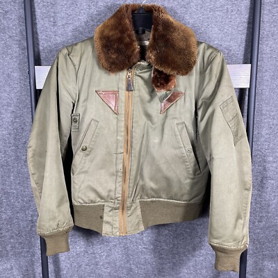 Vintage US Air Force B-15A Flying Jacket Mens 38 Green WWII