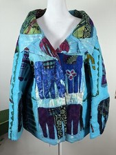 Love Binetti Womens Jacket Size Medium Thea Blue Multi