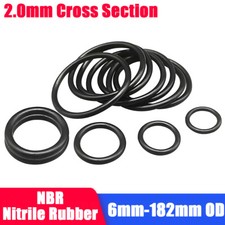 2.0mm Cross Section O-Rings NBR Nitrile Rubber 6mm-182mm OD Oil Resistant Seals