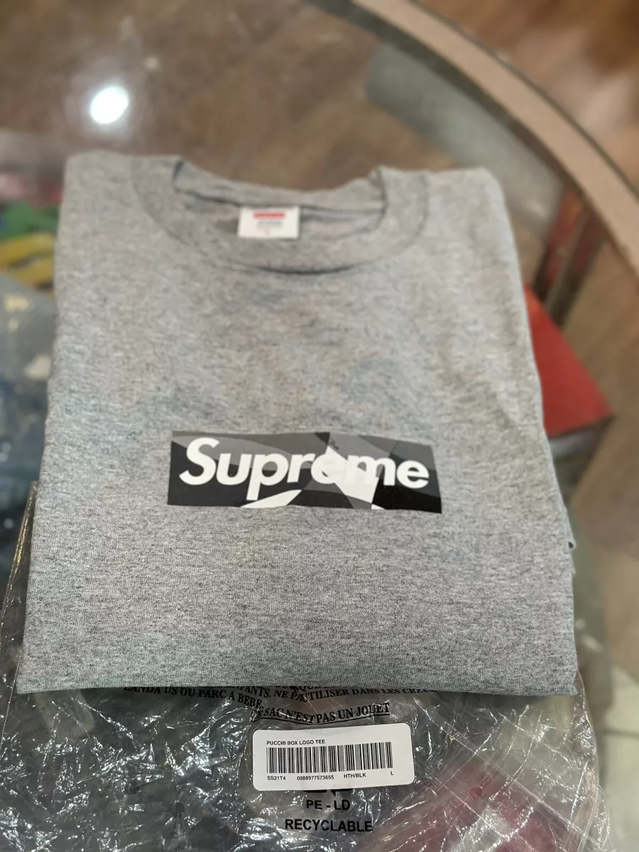 Supreme Emilio Pucci Box Logo Tee Gray with Black Large T Shirt L Bogo Grey