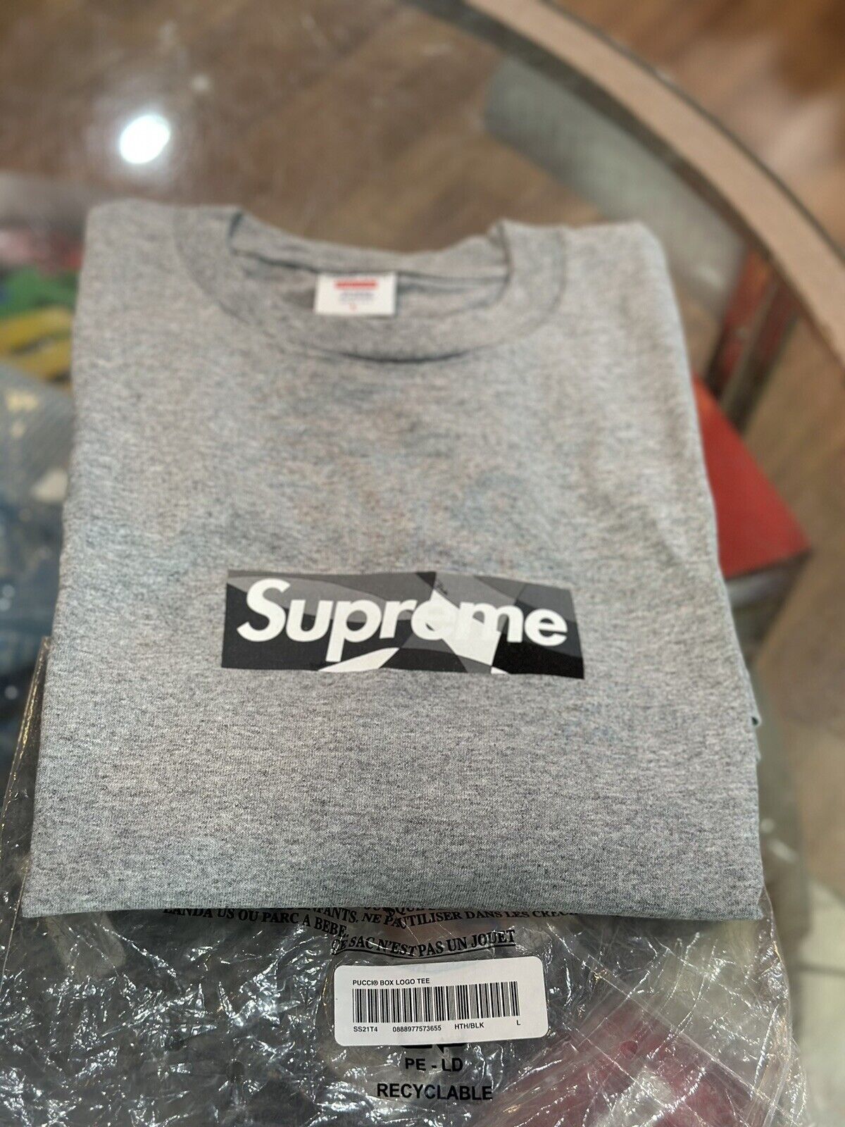 Supreme Emilio Pucci Box Logo Tee Gray with Black Large T Shirt L Bogo Grey