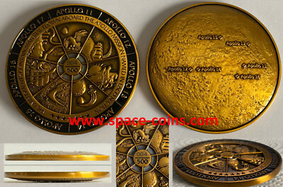 Apollo 11-17 medal with VISIBLE flown material from all 7 Apollo moon missions!