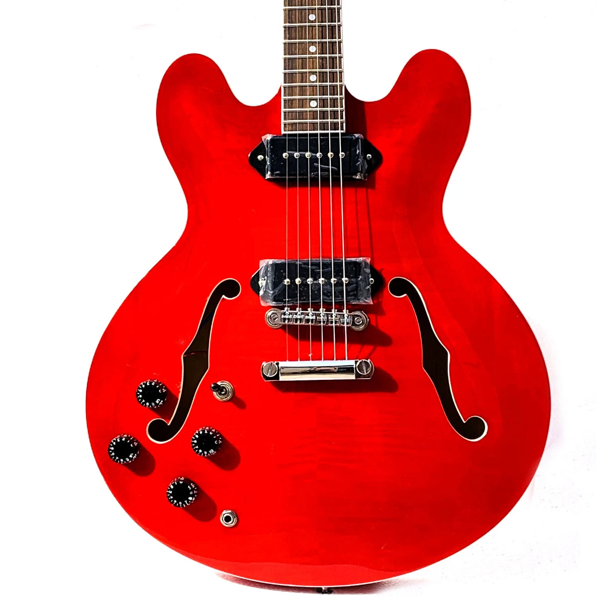 Musoo 335 style left hand Jazz Electric Guitar Flame Maple top P90