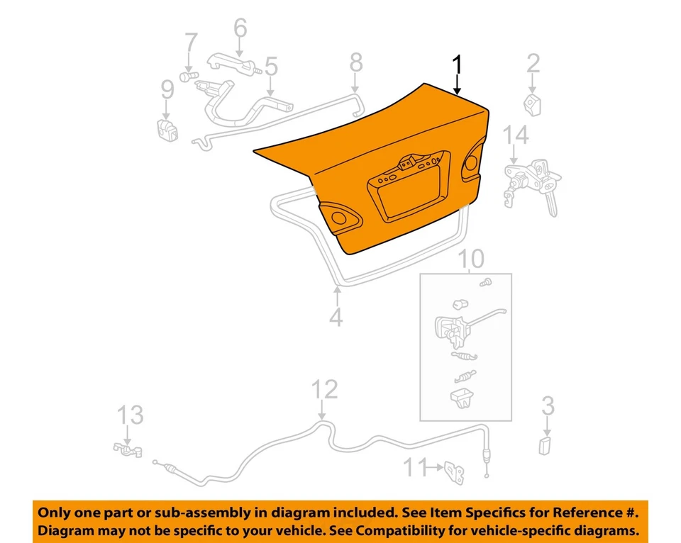 Used Deck Lid fits: 2006 Toyota Corolla w/spoiler Grade A - Image 3 of 4