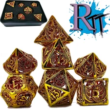 Hollow Red Gold Dungeons & Dragons DND RPG MTG Polyhedral Dice Role Playing Game