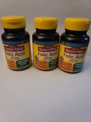 X3 Nature Made Folic 400 mcg (665 mcg DFE) Tablets, 250 Count