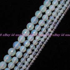 Natural Beauty 4mm-14mm Faceted White Opal Round Gemstone Loose Beads 15''