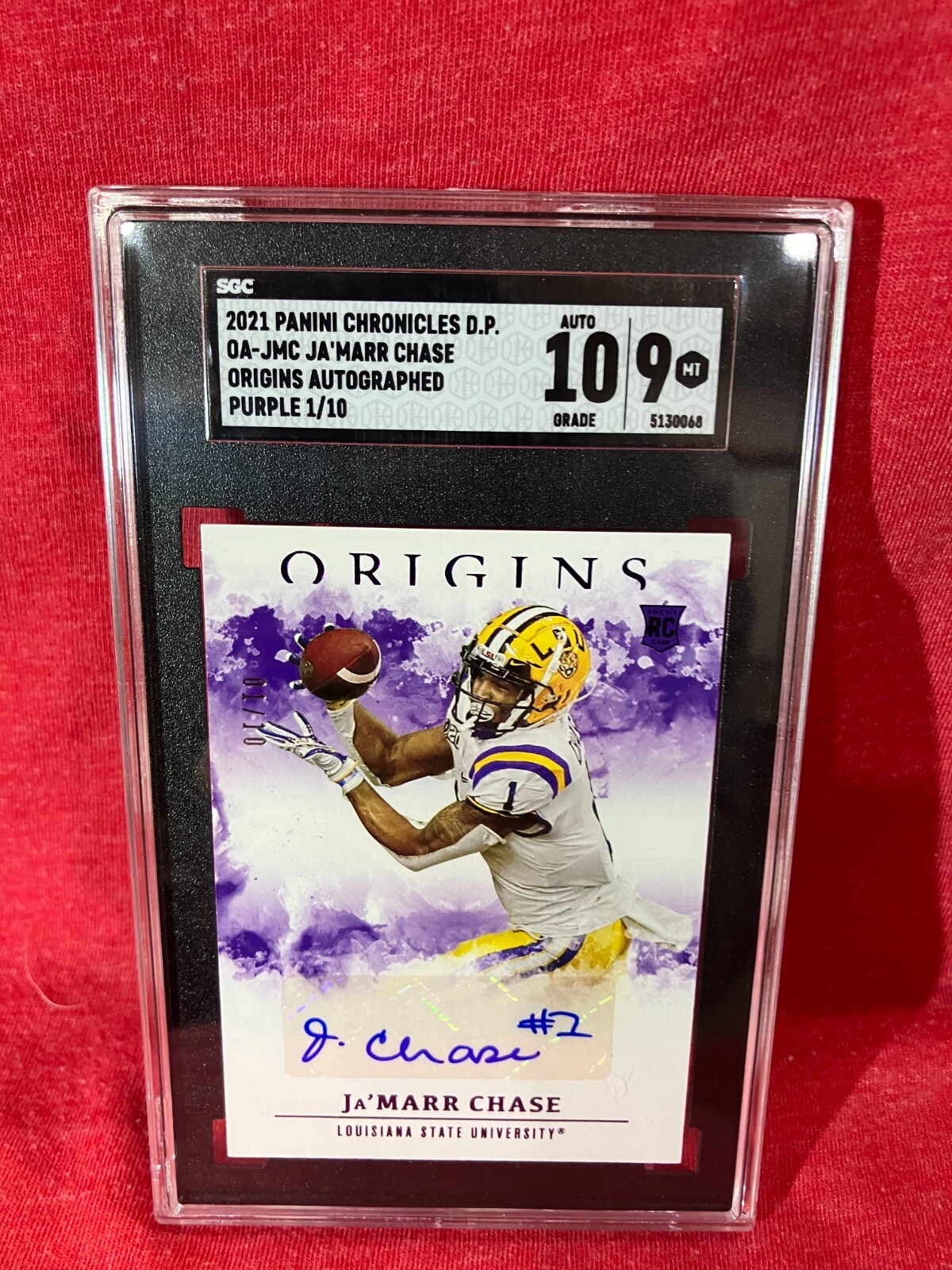 JaMarr Chase Panini Chronicles Draft Picks Origins Rookie Autographs #JMC Purple